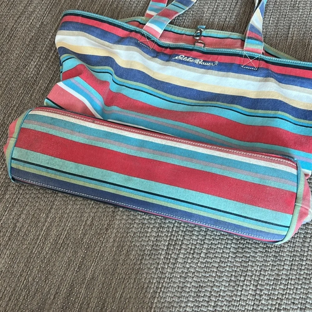 Vintage Eddie Bauer Summer Striped Cotton Canvas Tote
